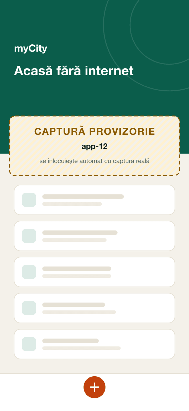 Ecranul Acasă fără internet: bannerul „Se trimite când revine internetul”.